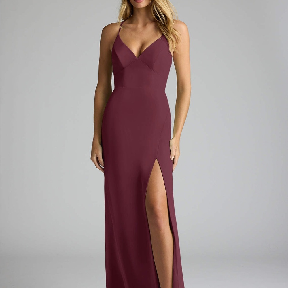 Azazie Becca Chiffon Cabernet Dress A0